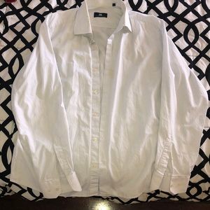 Mens white dress shirt w pinstripes 17/43